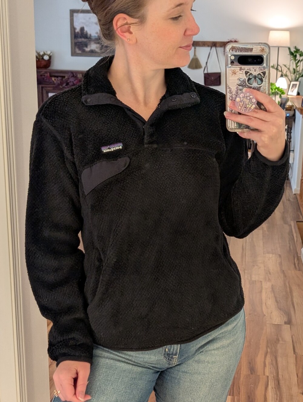 Patagonia Re-Tool T-Snap Fleece Black Sweatshirt - Size Medium